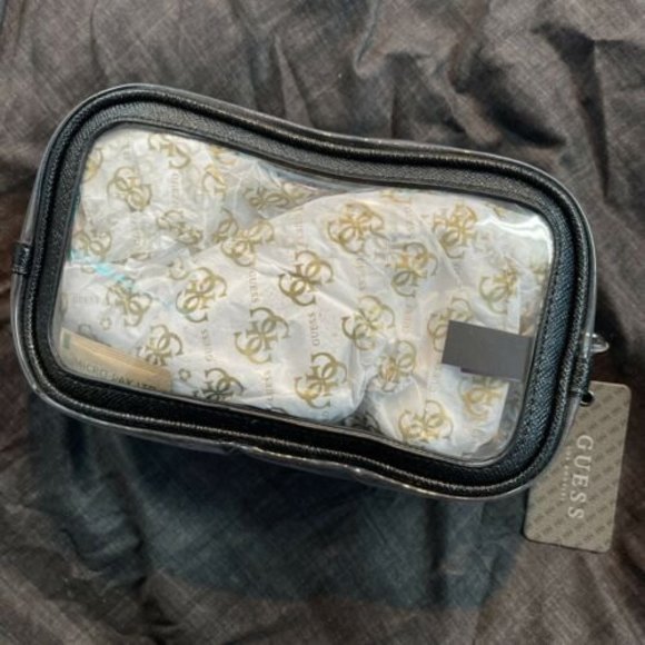GUESS See Through With Black Glitter Junction Travel Bag/Cosmetic Bag NWT - Picture 3 of 4